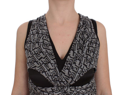Blouse en soie grise et noire de Karl Lagerfeld