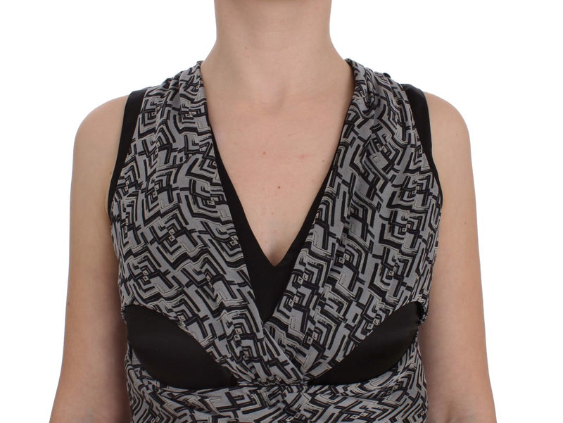 Blouse en soie grise et noire de Karl Lagerfeld
