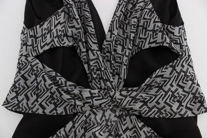 Blouse en soie grise et noire de Karl Lagerfeld