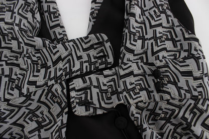 Blouse en soie grise et noire de Karl Lagerfeld