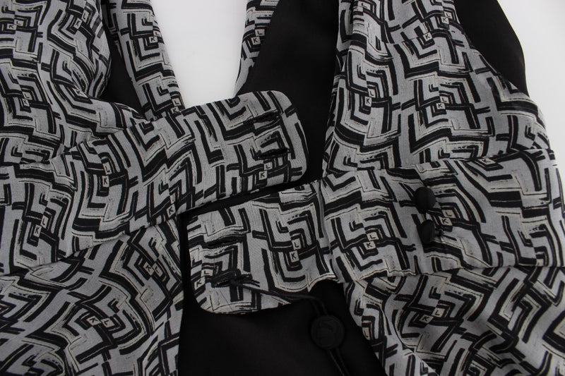 Blouse en soie grise et noire de Karl Lagerfeld