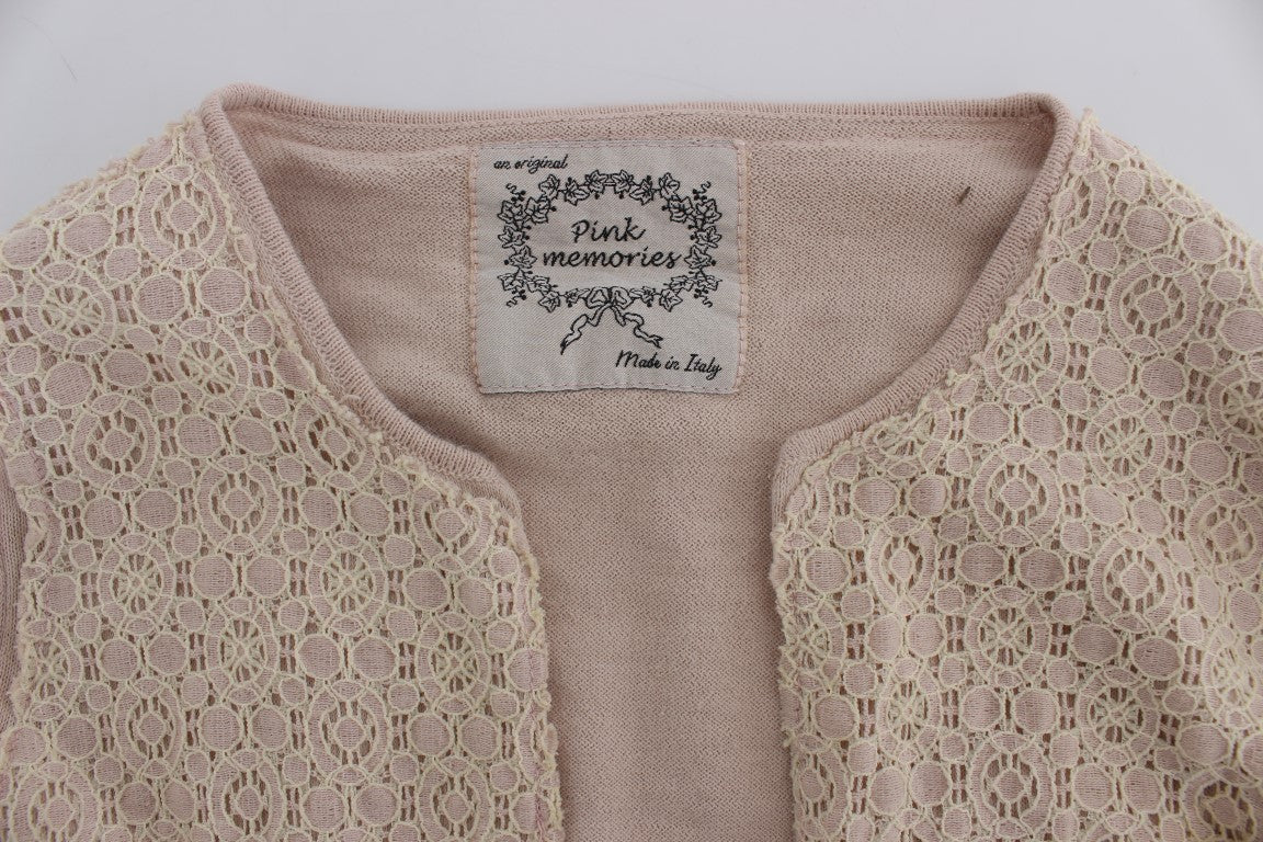 PINK MEMORIES Pull encolure cache-cœur en dentelle florale rose