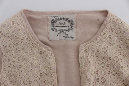 PINK MEMORIES Pull encolure cache-cœur en dentelle florale rose