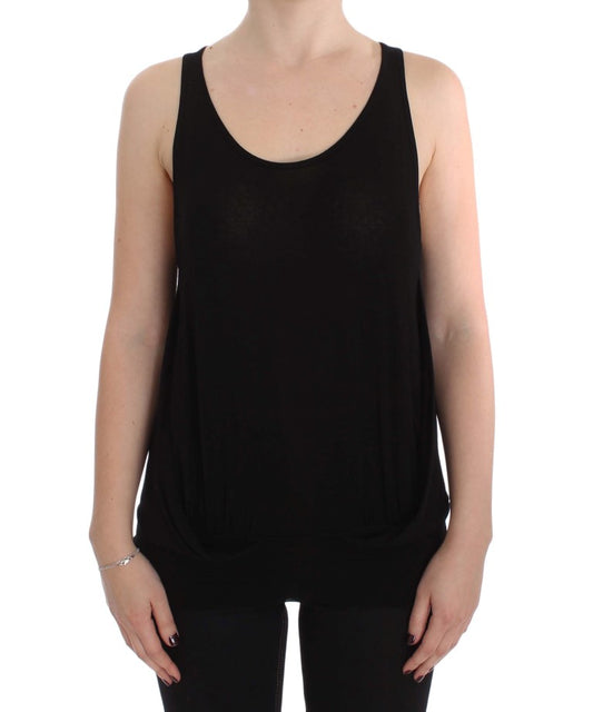 PLEIN SUD Blouse noire extensible sans manches