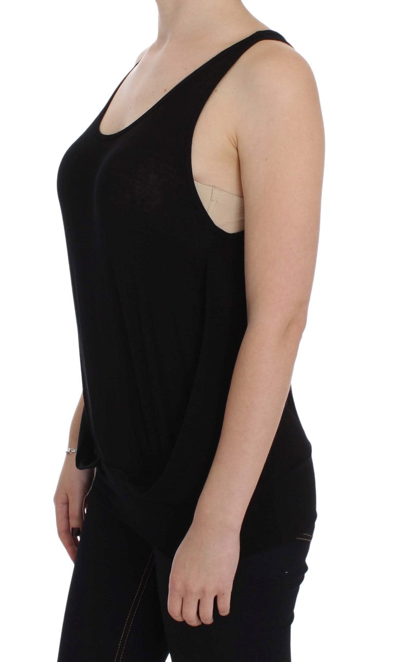 PLEIN SUD Blouse noire extensible sans manches
