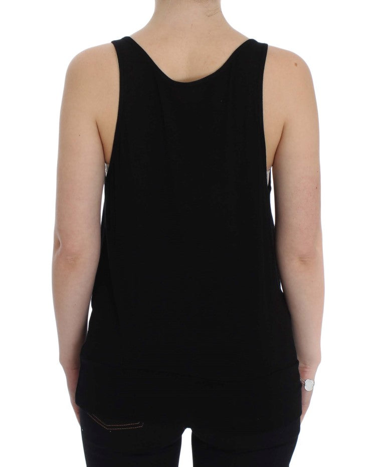 PLEIN SUD Blouse noire extensible sans manches