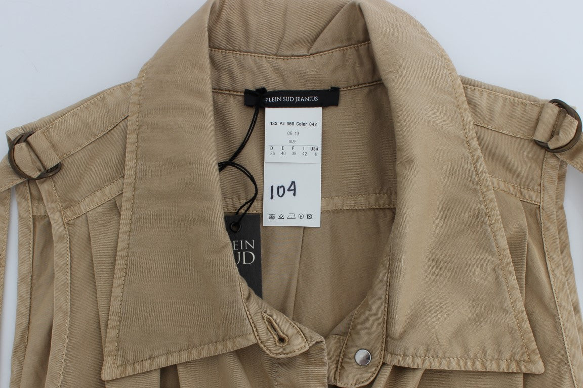 PLEIN SUD Chemise beige en coton sans manches