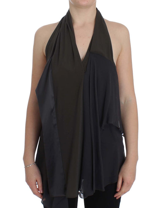 CORA GROPPO Haut de blouse extensible bleu gris