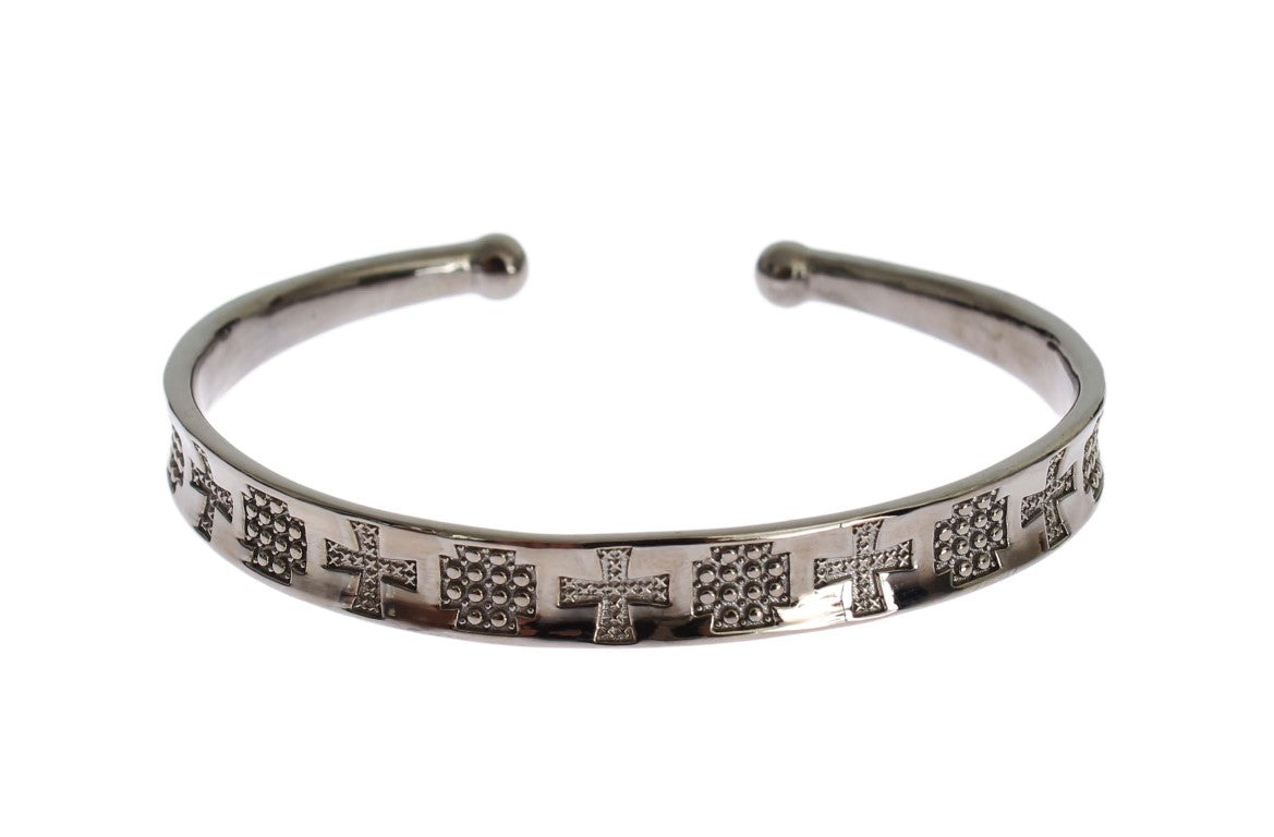 Bracelet jonc Nialaya gris en argent 925 rhodié