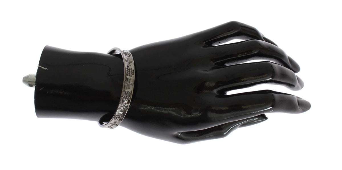 Bracelet jonc Nialaya gris en argent 925 rhodié
