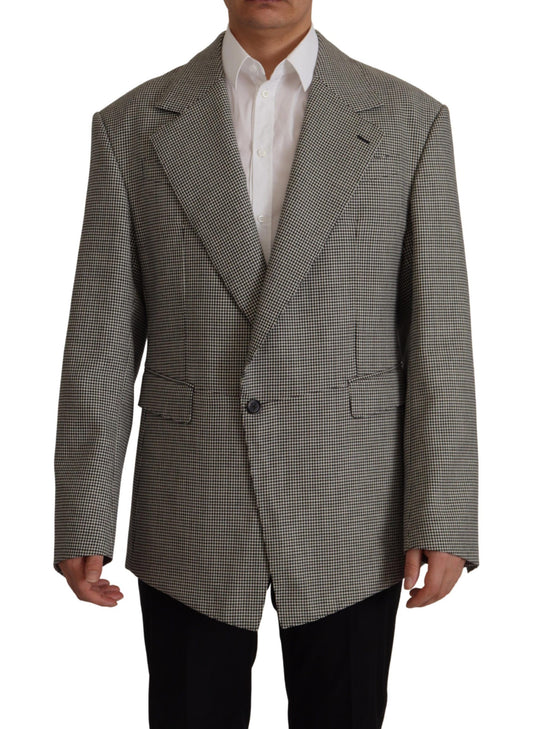 Dolce & Gabbana grijs geruite, enkelbrede blazer.