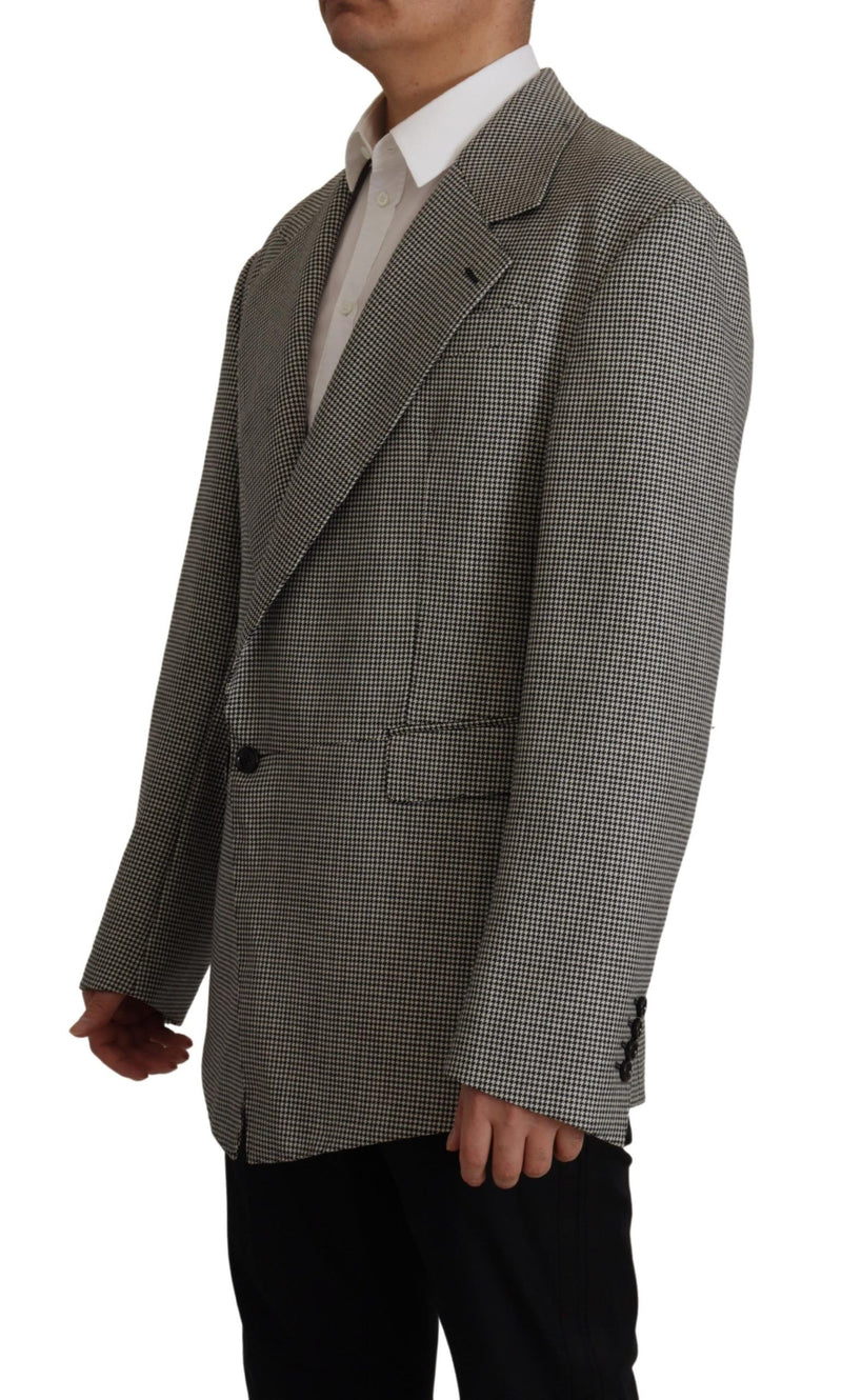 Dolce &amp; Gabbana grijs geruite, enkelbrede blazer.