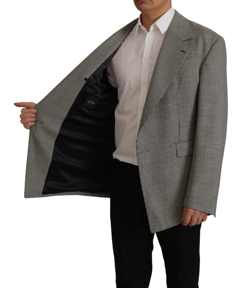 Dolce &amp; Gabbana grijs geruite, enkelbrede blazer.