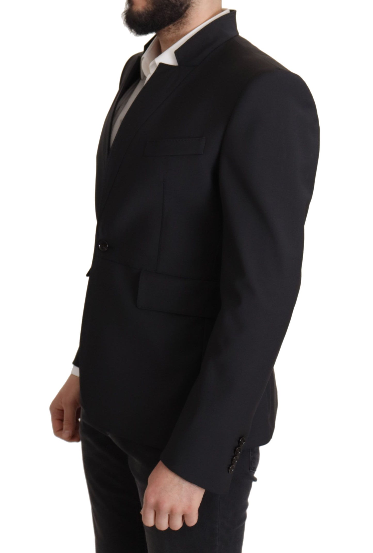 Dolce & Gabbana Zwarte Wollen Enkellaags Jas Heren Blazer