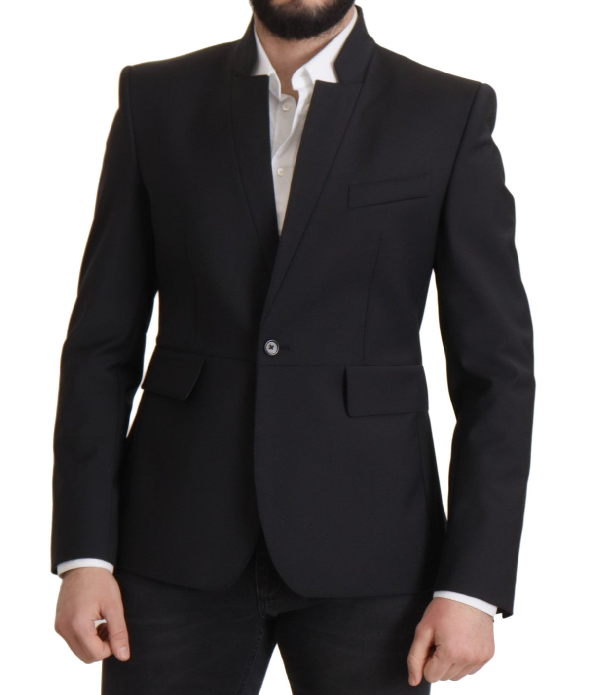 Blazer pour homme en laine noire à simple boutonnage de Dolce &amp; Gabbana
