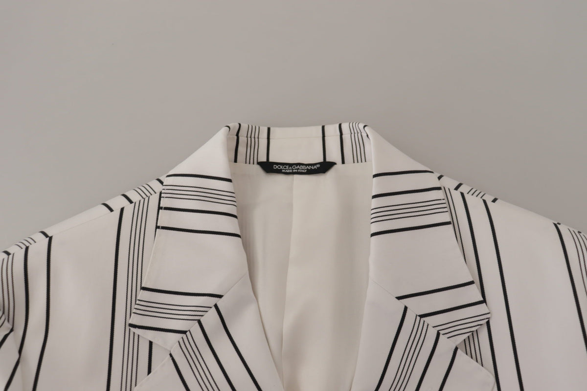Dolce &amp; Gabbana Blazer à simple boutonnage en coton rayé blanc