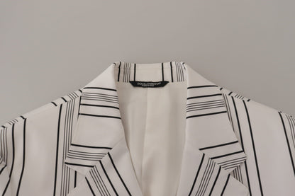 Dolce & Gabbana wit gestreepte katoenen blazer met enkele knoopsluiting
