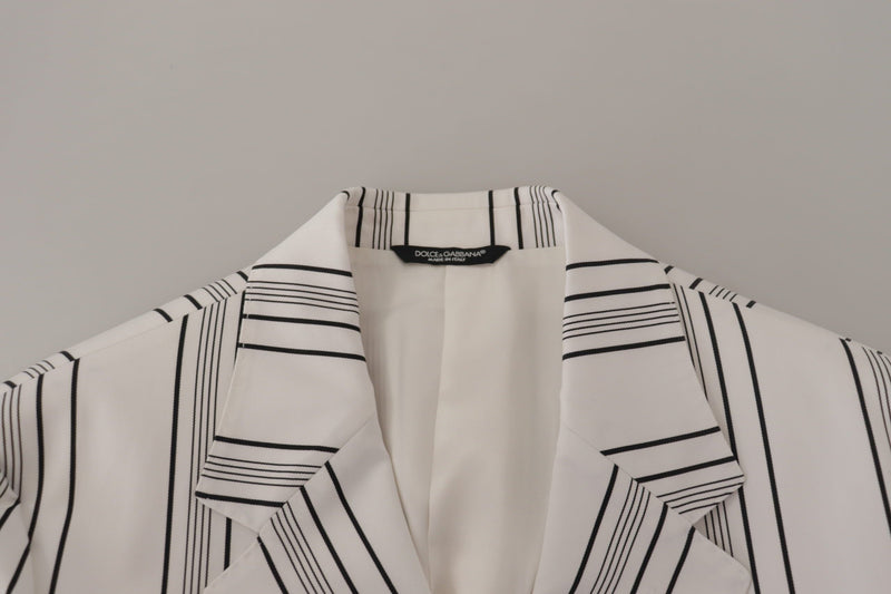 Dolce &amp; Gabbana Blazer à simple boutonnage en coton rayé blanc