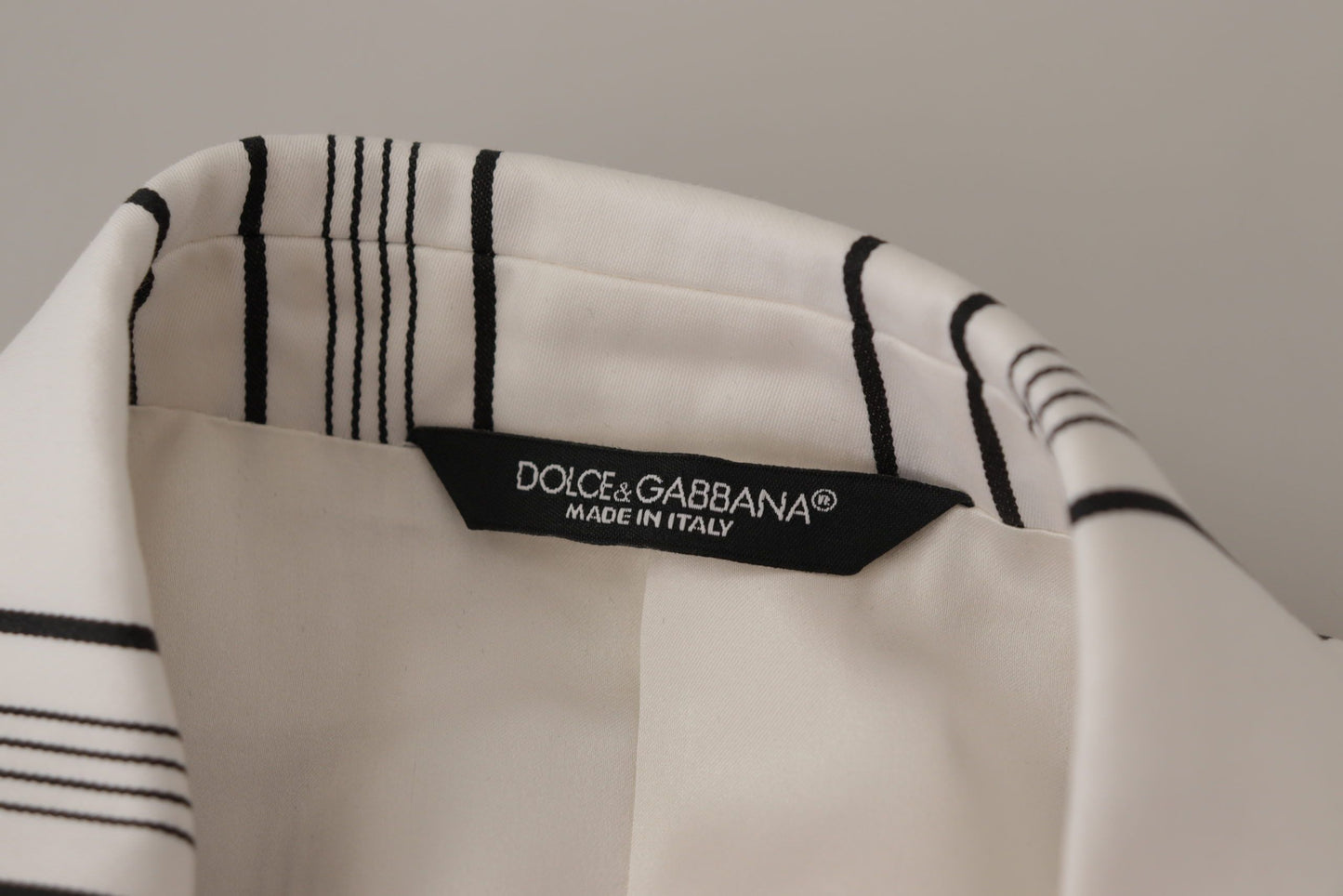 Dolce & Gabbana wit gestreepte katoenen blazer met enkele knoopsluiting