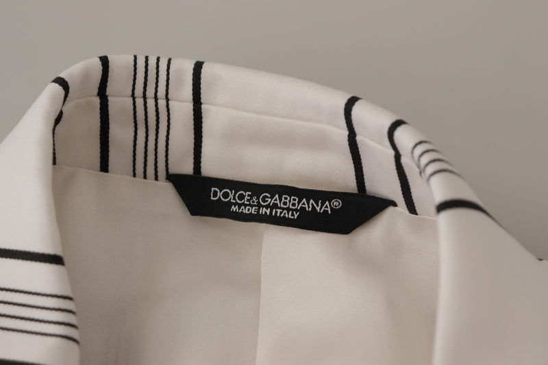 Dolce &amp; Gabbana Blazer à simple boutonnage en coton rayé blanc