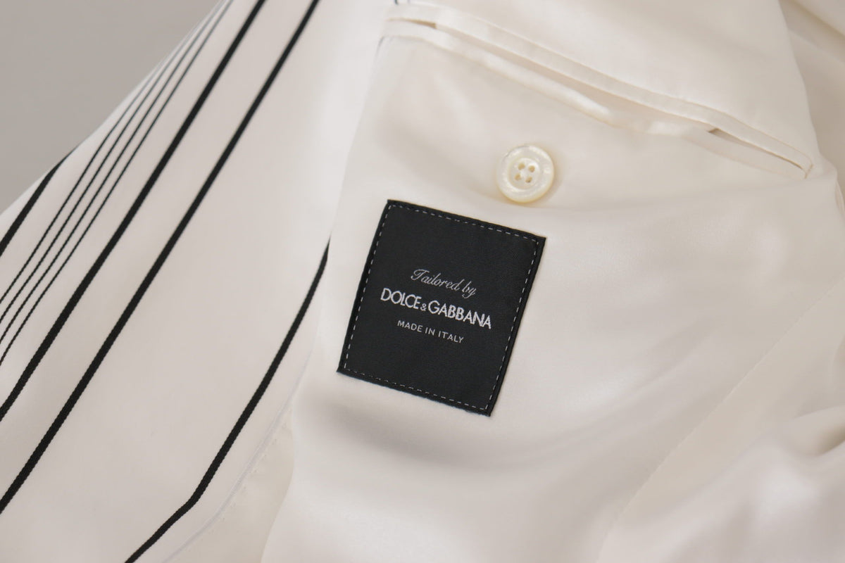 Dolce &amp; Gabbana Blazer à simple boutonnage en coton rayé blanc
