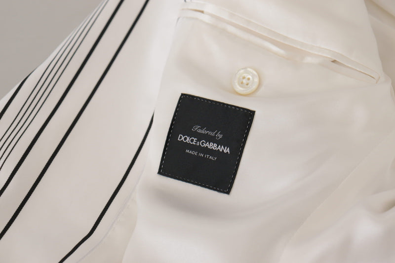 Dolce &amp; Gabbana Blazer à simple boutonnage en coton rayé blanc