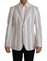 Dolce &amp; Gabbana Blazer à simple boutonnage en coton rayé blanc