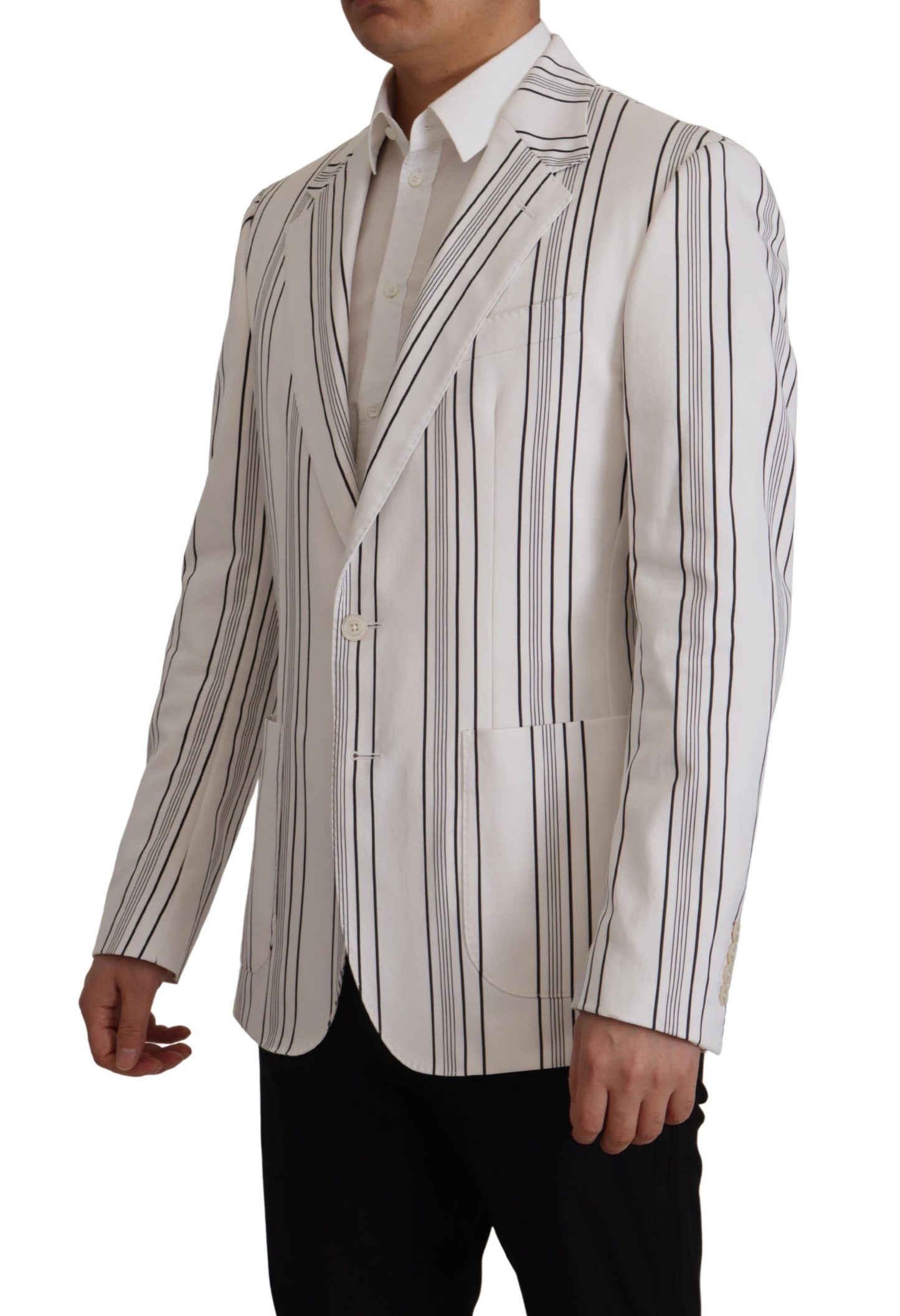 Dolce & Gabbana wit gestreepte katoenen blazer met enkele knoopsluiting