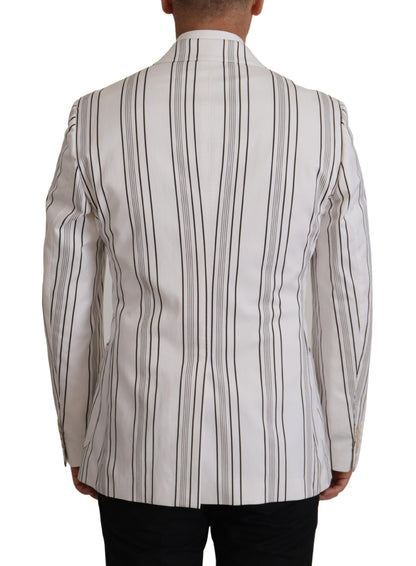 Dolce & Gabbana wit gestreepte katoenen blazer met enkele knoopsluiting