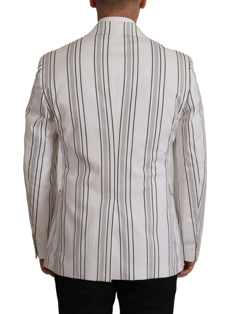 Dolce &amp; Gabbana Blazer à simple boutonnage en coton rayé blanc