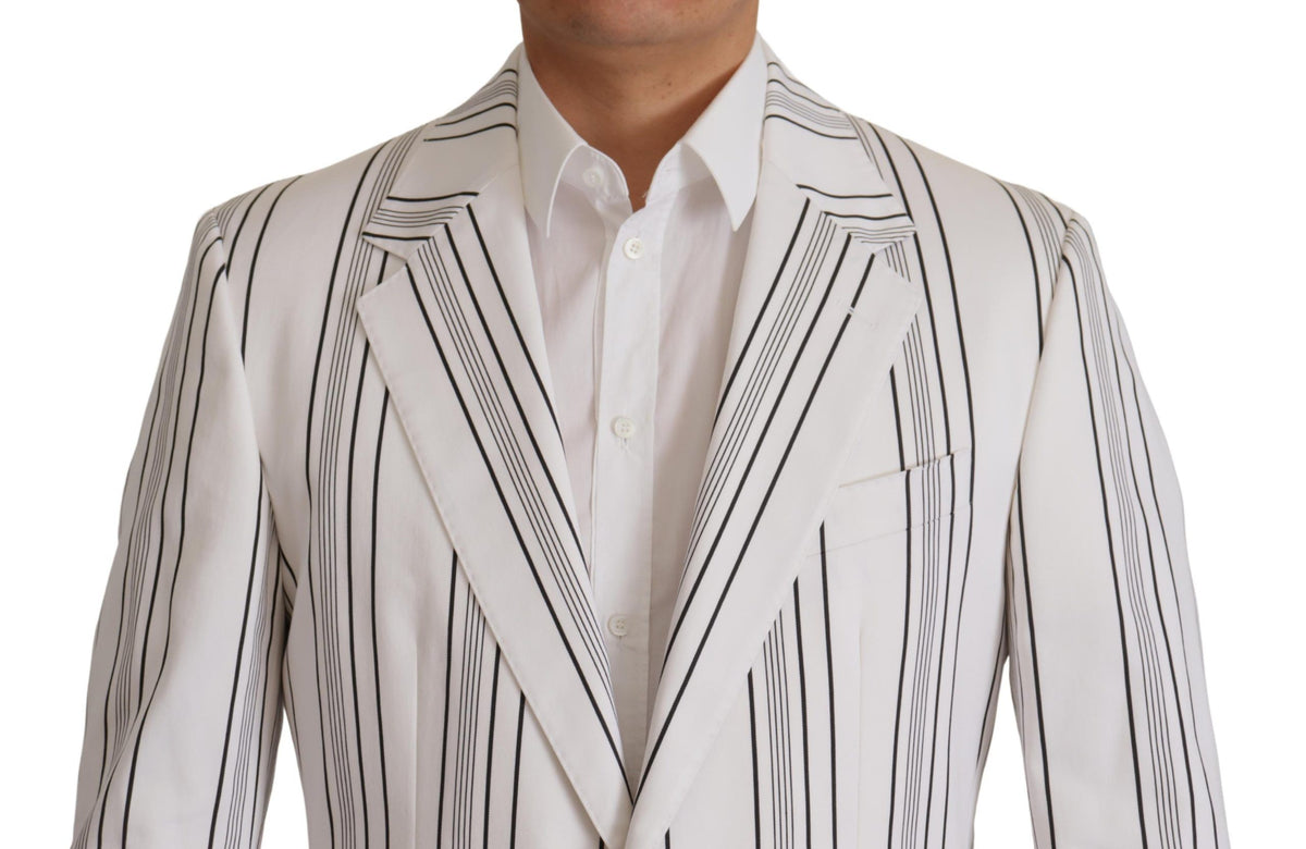 Dolce &amp; Gabbana Blazer à simple boutonnage en coton rayé blanc