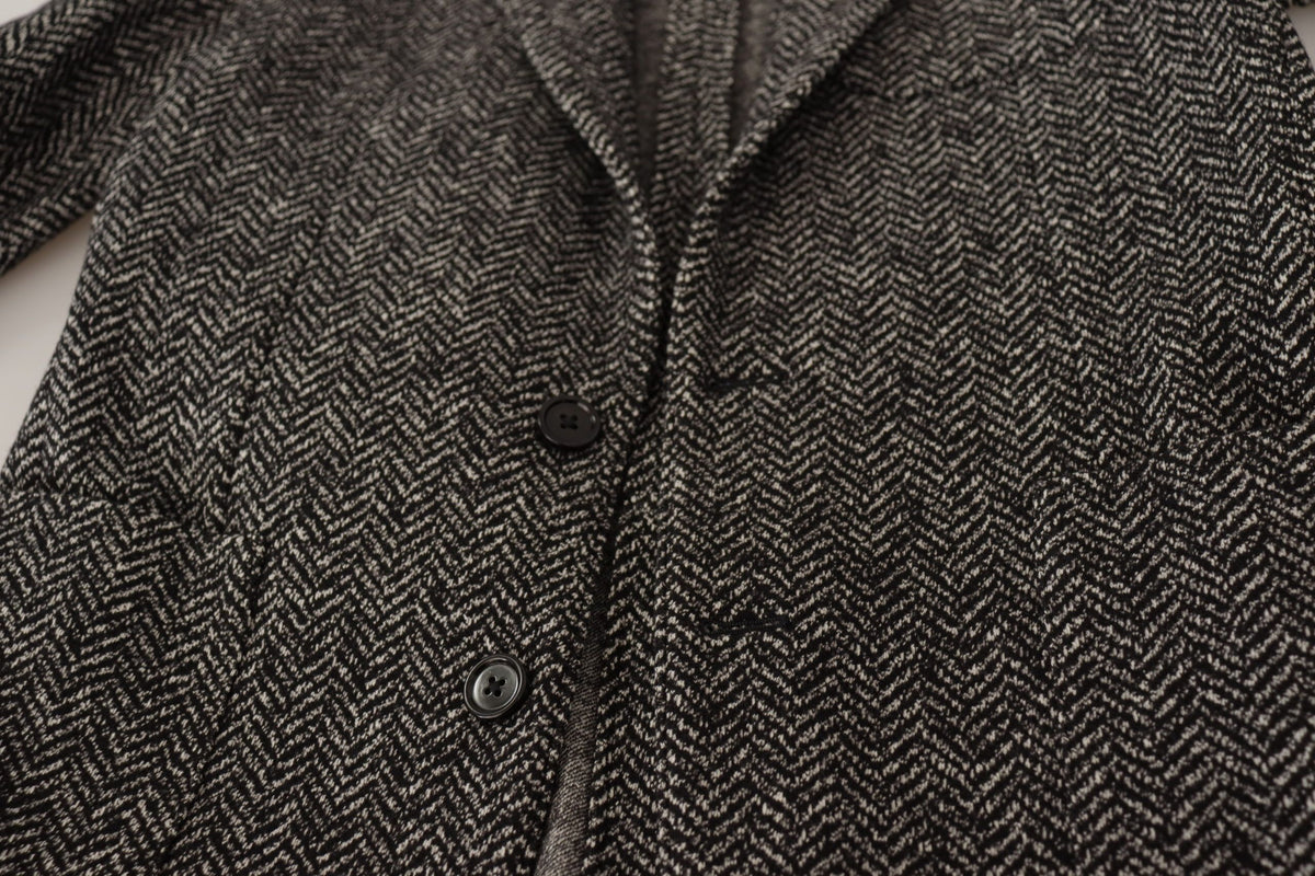 Dolce &amp; Gabbana Blazer fantaisie gris en coton à simple boutonnage