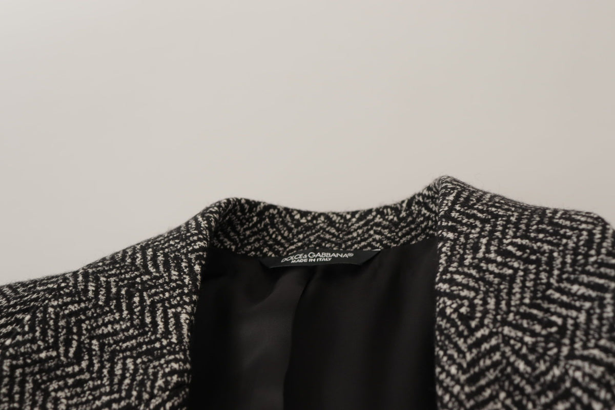 Dolce &amp; Gabbana Blazer fantaisie gris en coton à simple boutonnage