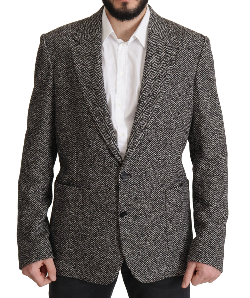 Dolce &amp; Gabbana grijze katoenen, enkelgeknopte fantasieblazer