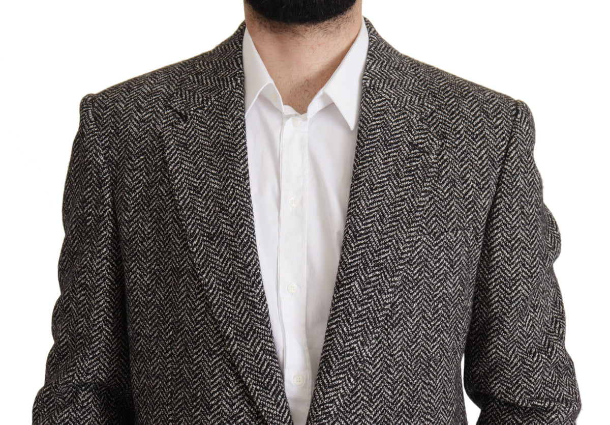 Dolce &amp; Gabbana Blazer fantaisie gris en coton à simple boutonnage