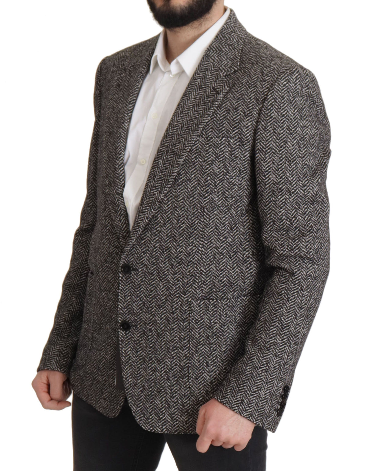 Dolce &amp; Gabbana Blazer fantaisie gris en coton à simple boutonnage