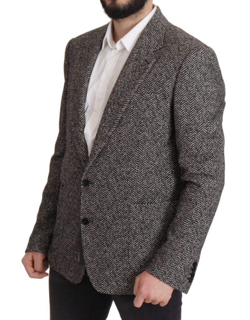 Dolce &amp; Gabbana grijze katoenen, enkelgeknopte fantasieblazer