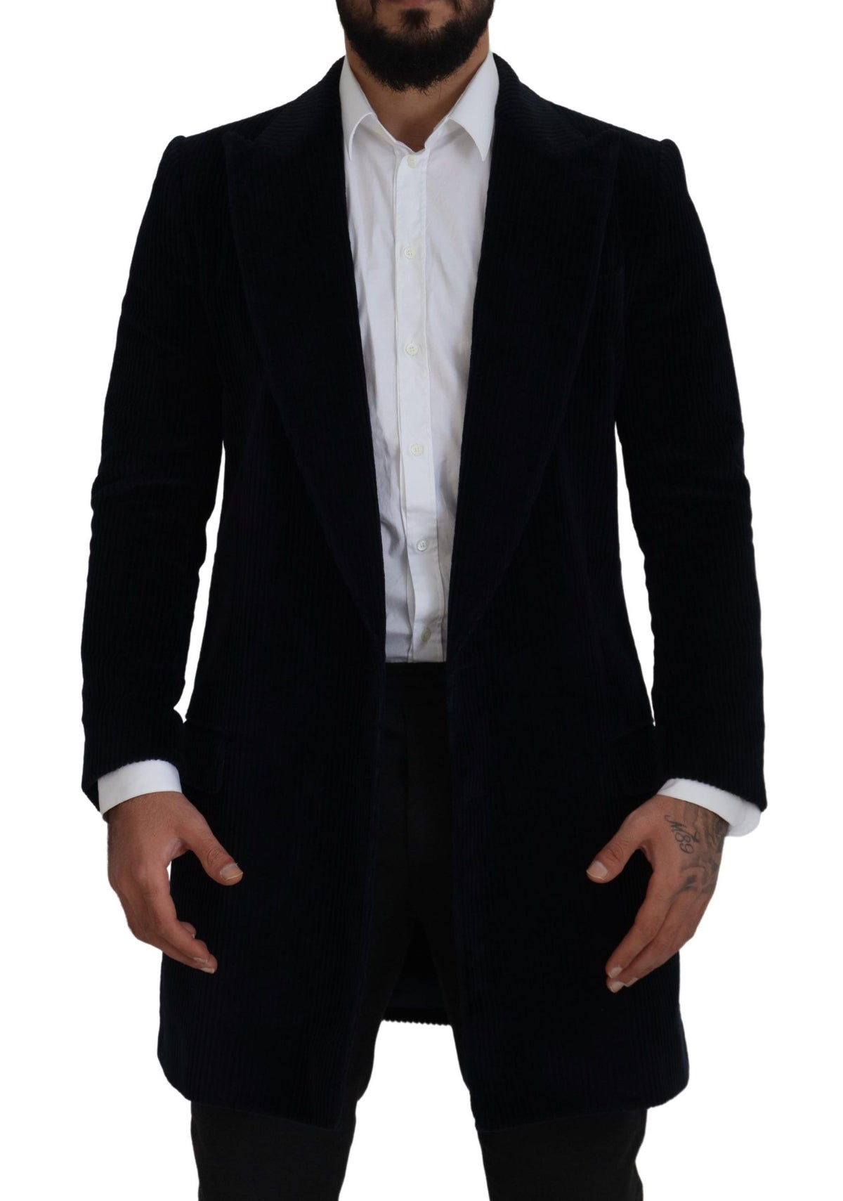 Dolce & Gabbana Cardigan long en coton noir, veste pour homme