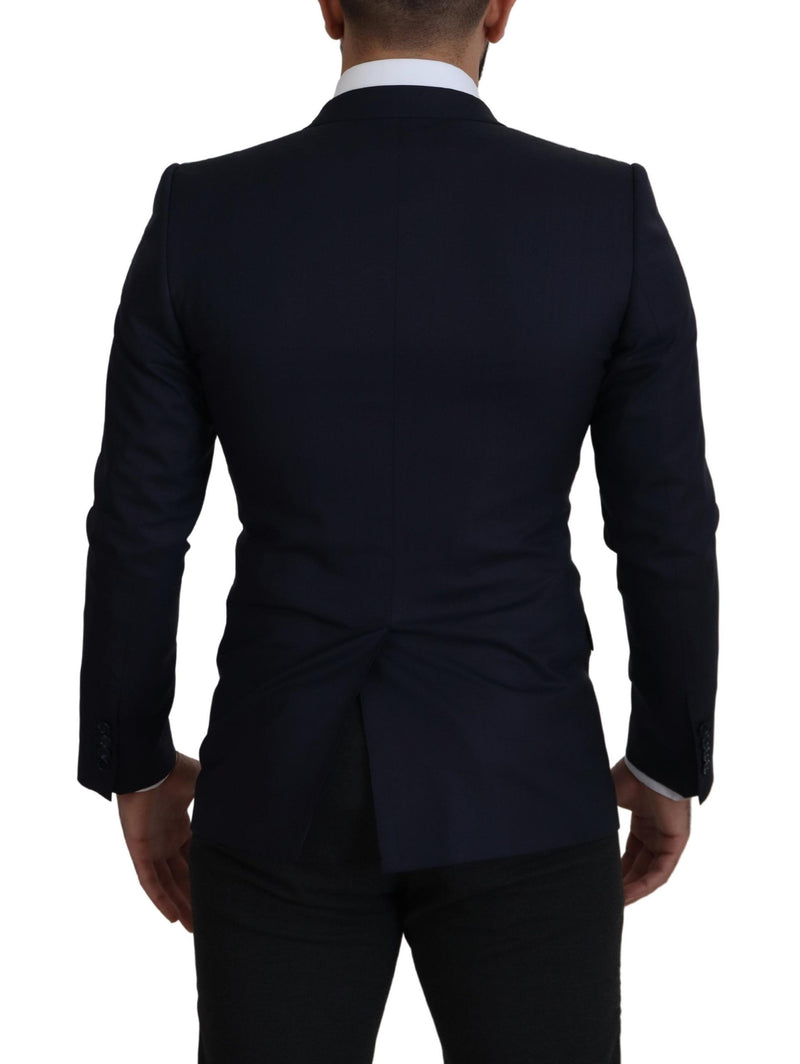 Dolce &amp; Gabbana, blazer bleu en laine à simple boutonnage