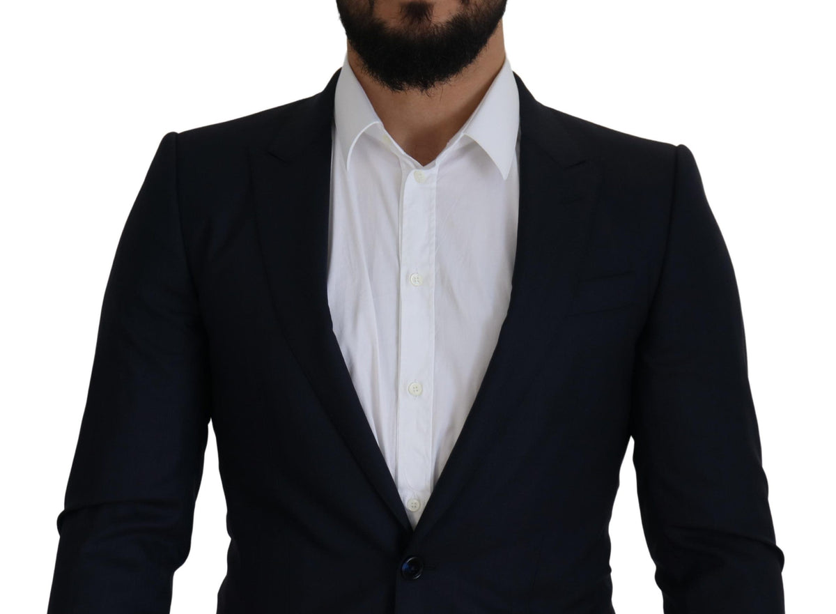 Dolce &amp; Gabbana, blazer bleu en laine à simple boutonnage