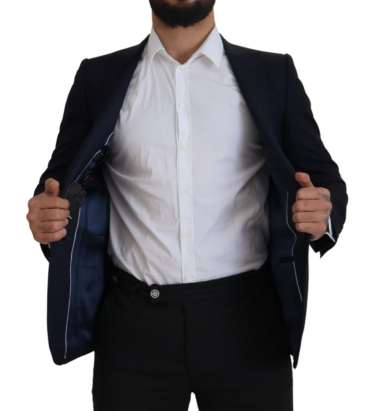 Dolce &amp; Gabbana, blazer bleu en laine à simple boutonnage
