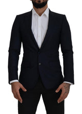 Dolce &amp; Gabbana, blazer bleu en laine à simple boutonnage