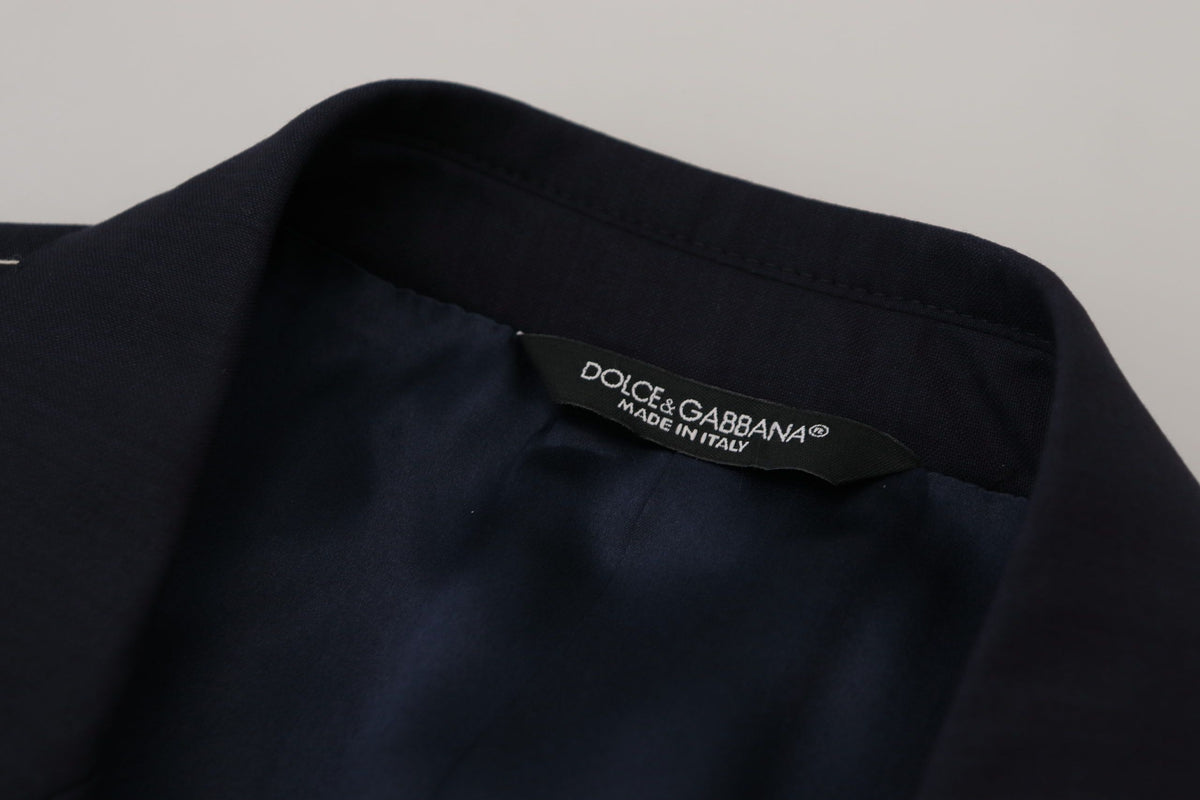 Dolce &amp; Gabbana, blazer bleu en laine à simple boutonnage
