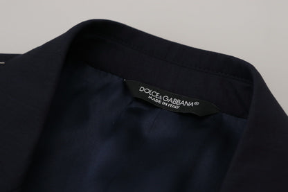 Blauwe wollen, enkelgeknopte blazer van Dolce & Gabbana