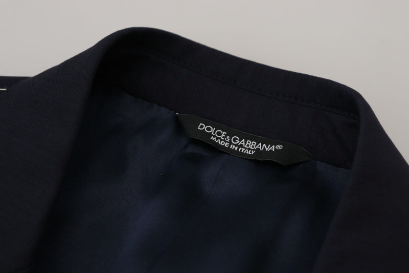 Dolce &amp; Gabbana, blazer bleu en laine à simple boutonnage