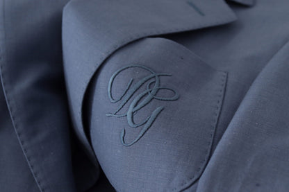 Blauwe, enkelgeknopte blazer met logo van Dolce & Gabbana