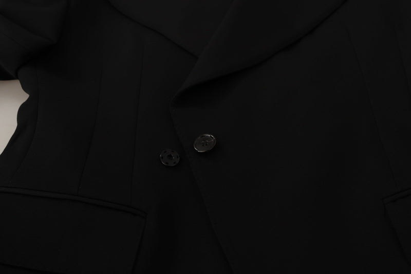 Dolce &amp; Gabbana Blazer noir en laine à simple boutonnage