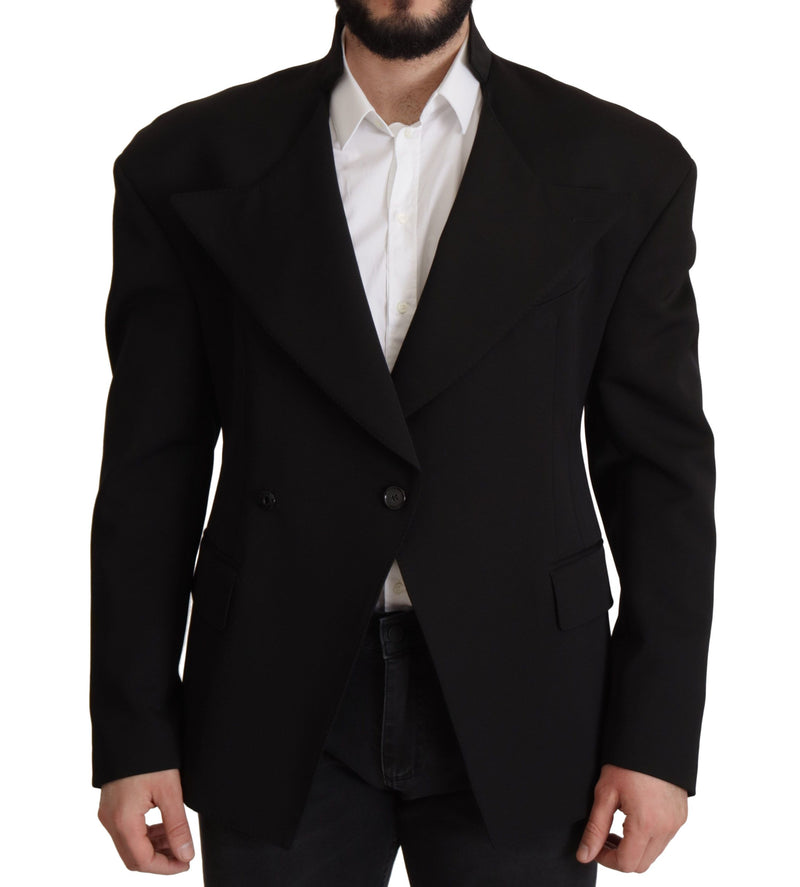 Dolce &amp; Gabbana Blazer noir en laine à simple boutonnage