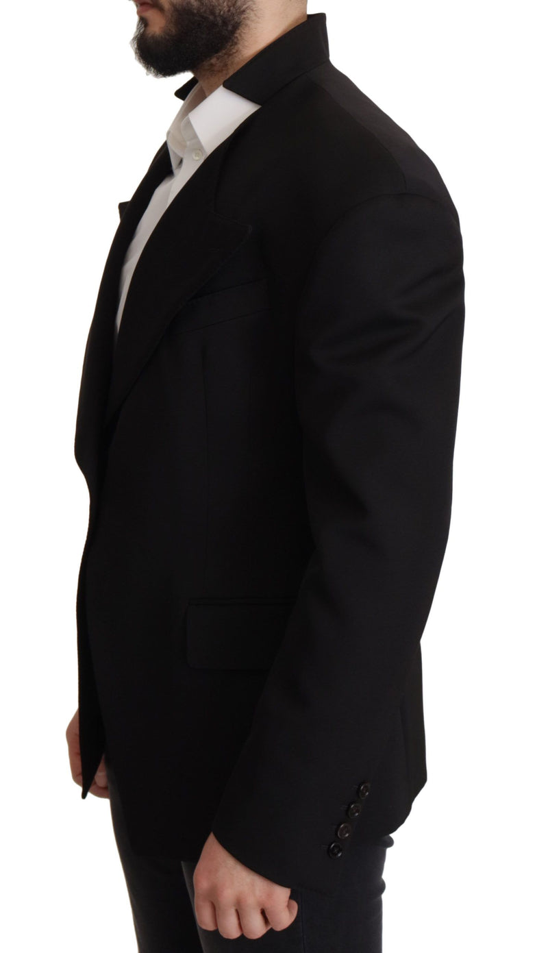 Dolce &amp; Gabbana Blazer noir en laine à simple boutonnage