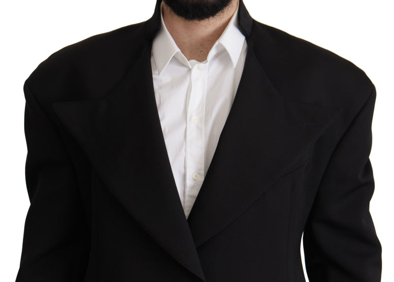 Dolce &amp; Gabbana Blazer noir en laine à simple boutonnage
